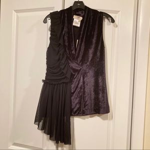 Fuzzi Black Velvet V-Neck Sleeveless Tank Top M